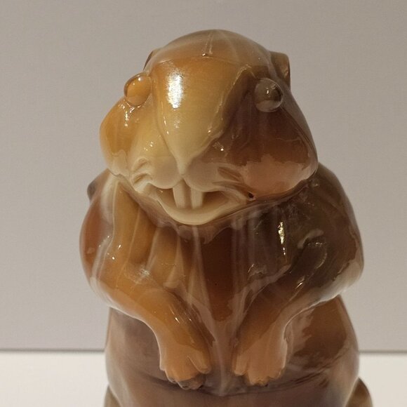Vintage1960's Imperial Glass Caramel Slag Glass Woodchuck Gopher Figurine - Picture 6 of 8